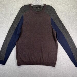 Autumn Cashmere Sweater Mens Medium Brown Crewneck Colorblock Knit Pullover